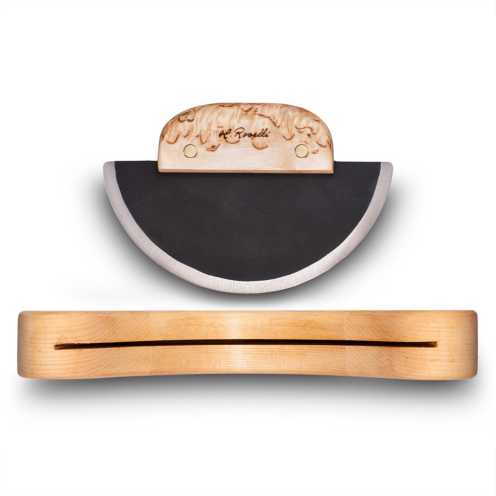 Ulu Rack Ulu Knife | Traditional Carbon Steel Kitchen Tool | Roselli Finland