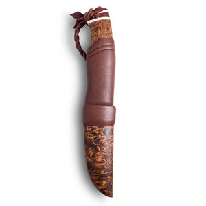 Handmade Finnish hunting knife from Roselli in model "Hunting knife Nalle" Comes with  UHC steel and detail such as silver ferrule and reindeer antler details 