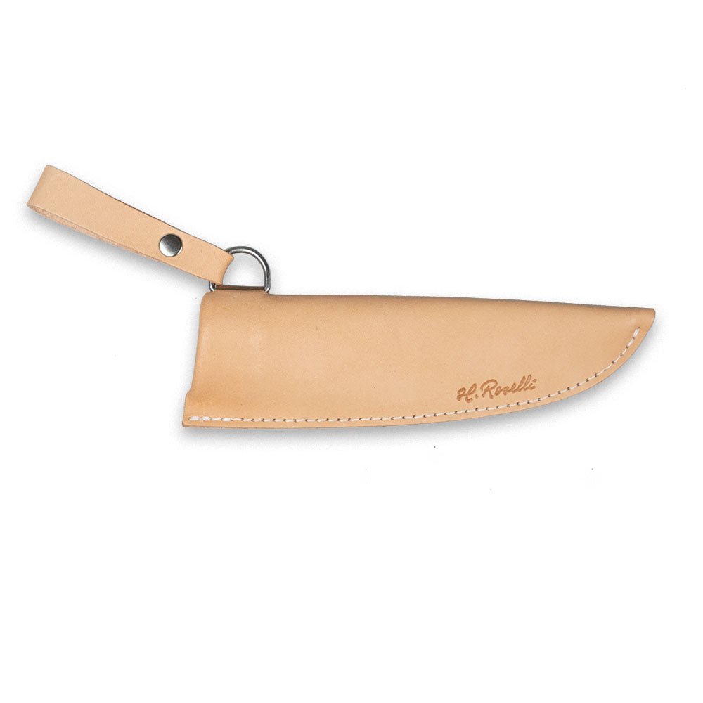 Sheath, light tanned leather with metal spring